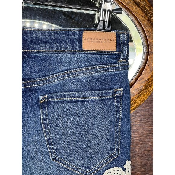High Waisted Short by Aeropostale. Features distressed details and lace appliqué - Picture 7 of 12